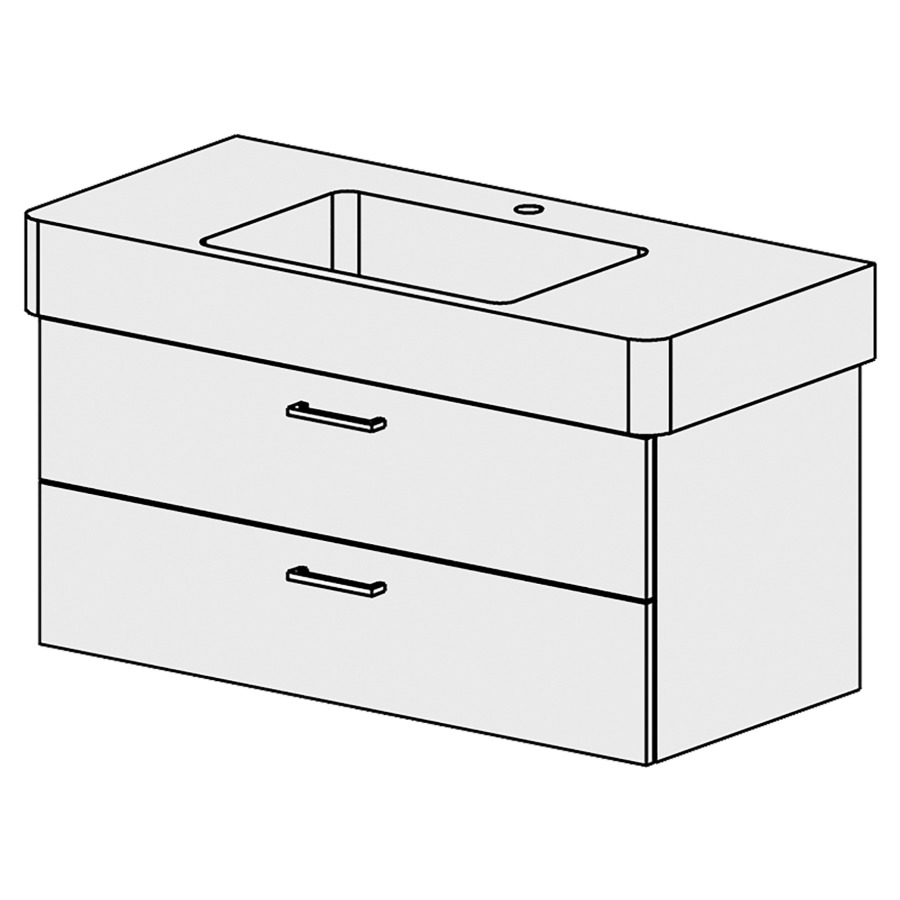 Élément inférieur  Vero Comfort
100.3 x 46 x 46.8 cm
élément de tiroir 2&nbsp;tiroirs
tiroirs avec Blumotion
pour siphon à encombrement réduit 
et manchon à emboîter 32 mm