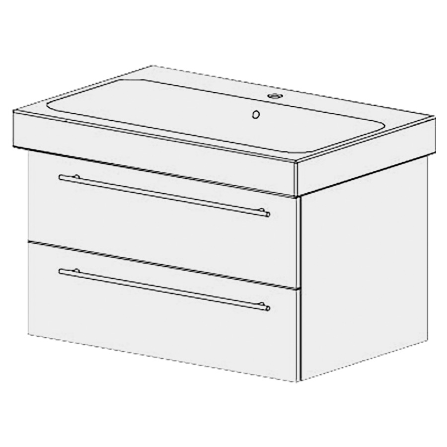 Élément inférieur  Icon Comfort
71 x 46 x 45.8 cm
élément de tiroir 2&nbsp;tiroirs
tiroirs avec Blumotion
pour siphon à encombrement réduit 
et manchon à emboîter 32 mm