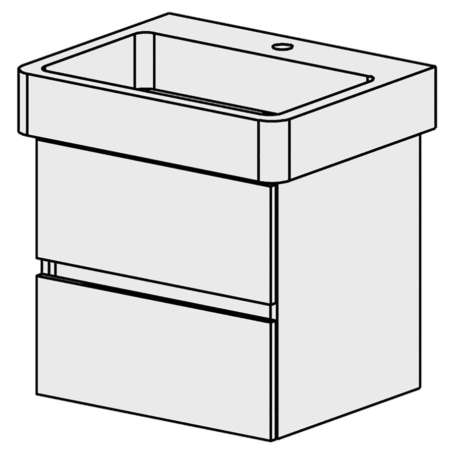 Élément inférieur  Pro Comfort
53 x 49 x 44.8 cm
élément de tiroir 2&nbsp;tiroirs
tiroirs avec Blumotion
pour siphon à encombrement réduit 
et manchon à emboîter 32 mm