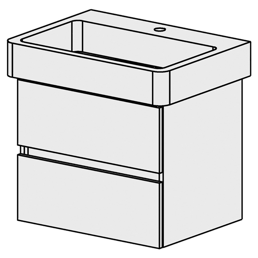 Élément inférieur  Pro Comfort
58 x 49 x 44.8 cm
élément de tiroir 2&nbsp;tiroirs
tiroirs avec Blumotion
pour siphon à encombrement réduit 
et manchon à emboîter 32 mm