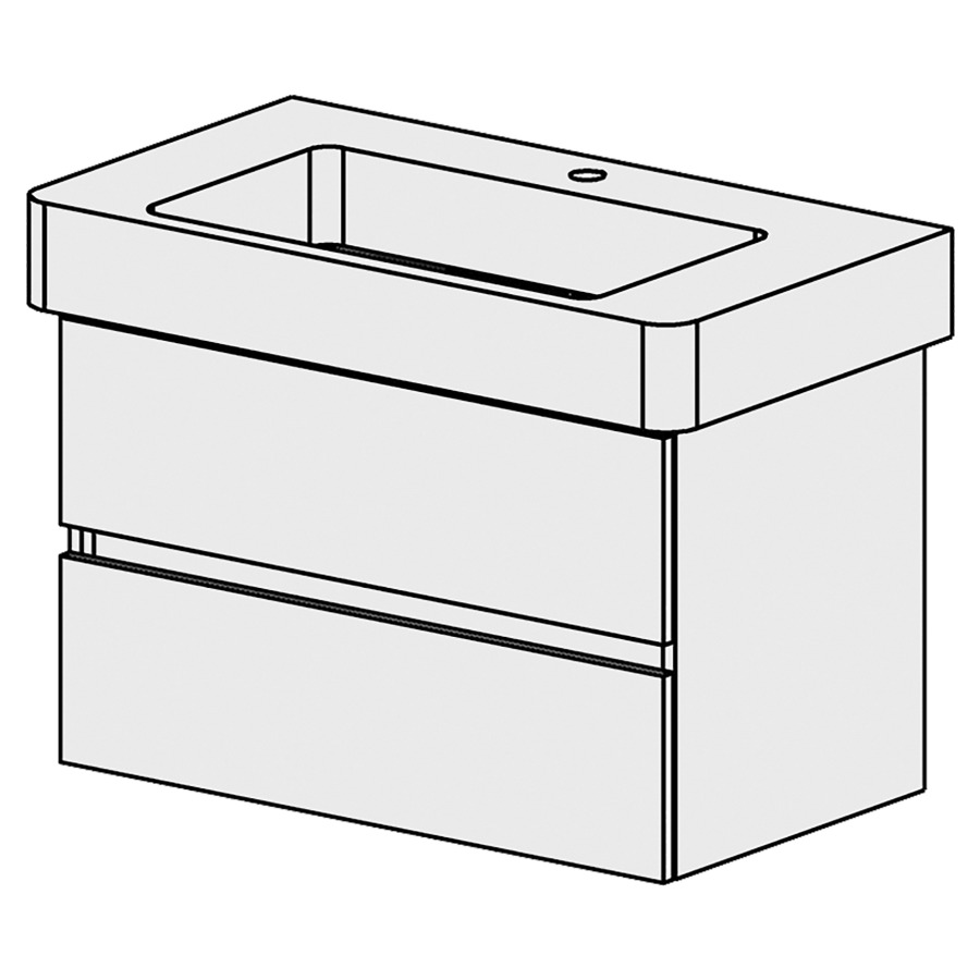 Élément inférieur  Pro Comfort
78 x 49 x 44.8 cm
élément de tiroir 2&nbsp;tiroirs
tiroirs avec Blumotion
pour siphon à encombrement réduit 
et manchon à emboîter 32 mm