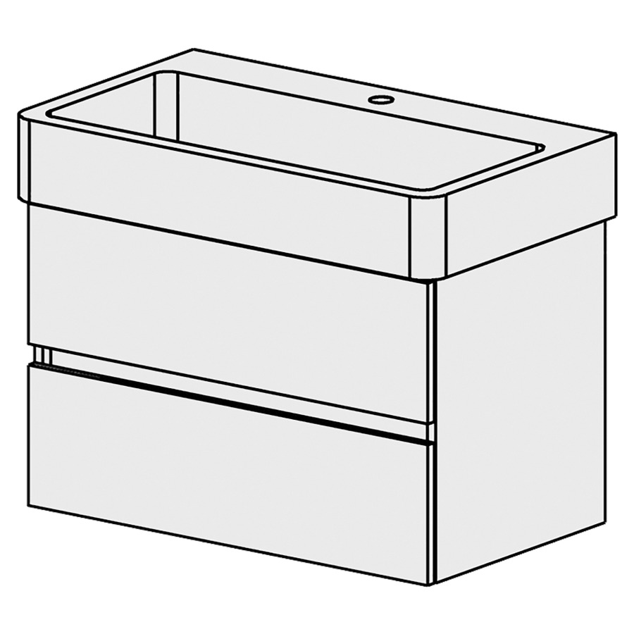 Élément inférieur  Vero Comfort
76 x 49 x 44.8 cm
élément de tiroir 2&nbsp;tiroirs
tiroirs avec Blumotion
pour siphon à encombrement réduit 
et manchon à emboîter 32 mm