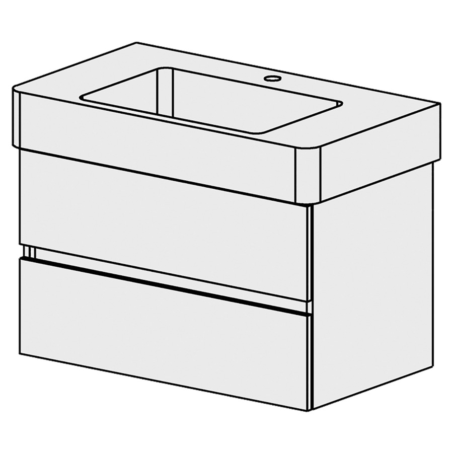 Élément inférieur  Vero Comfort
80.7 x 49 x 46.8 cm
élément de tiroir 2&nbsp;tiroirs
tiroirs avec Blumotion
pour siphon à encombrement réduit 
et manchon à emboîter 32 mm