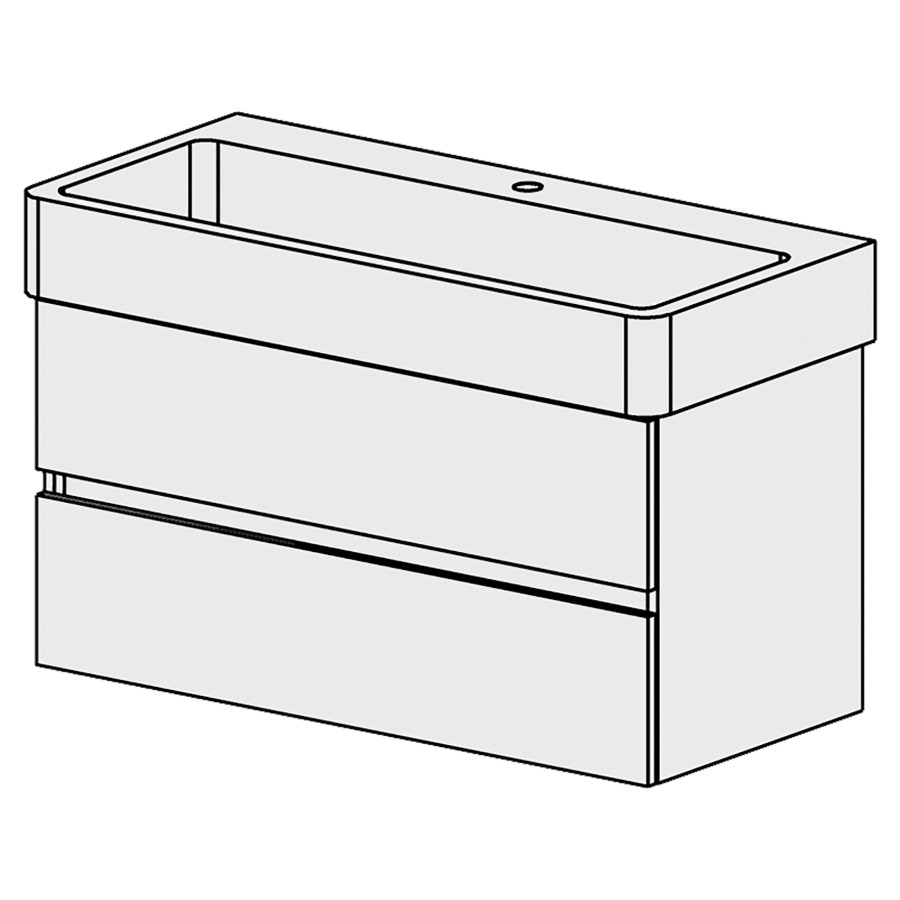Élément inférieur  Vero Comfort
96 x 49 x 44.8 cm
élément de tiroir 2&nbsp;tiroirs
tiroirs avec Blumotion
pour siphon à encombrement réduit 
et manchon à emboîter 32 mm