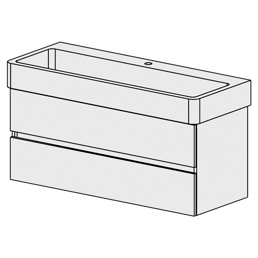 Élément inférieur  Vero Comfort
116 x 49 x 44.8 cm
élément de tiroir 2&nbsp;tiroirs
tiroirs avec Blumotion
pour siphon à encombrement réduit 
et manchon à emboîter 32 mm