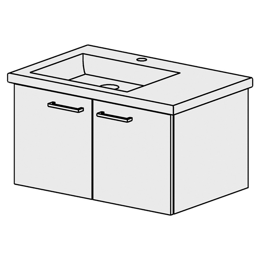 Élément inférieur  Living Square Slim
72 x 39 x 46.8 cm
armoire de tablette 2&nbsp;portes
portes avec Blumotion
pour lavabo à gauche