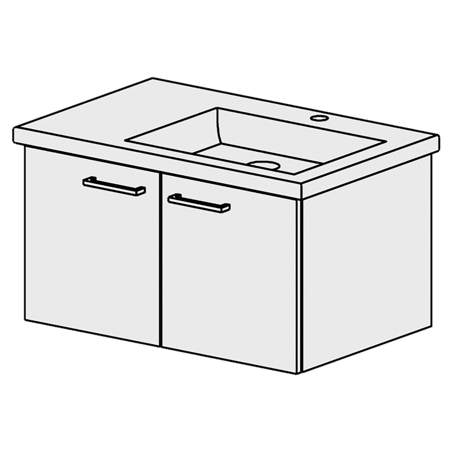 Élément inférieur  Living Square Slim
72 x 39 x 46.8 cm
armoire de tablette 2&nbsp;portes
portes avec Blumotion
pour lavabo à droite