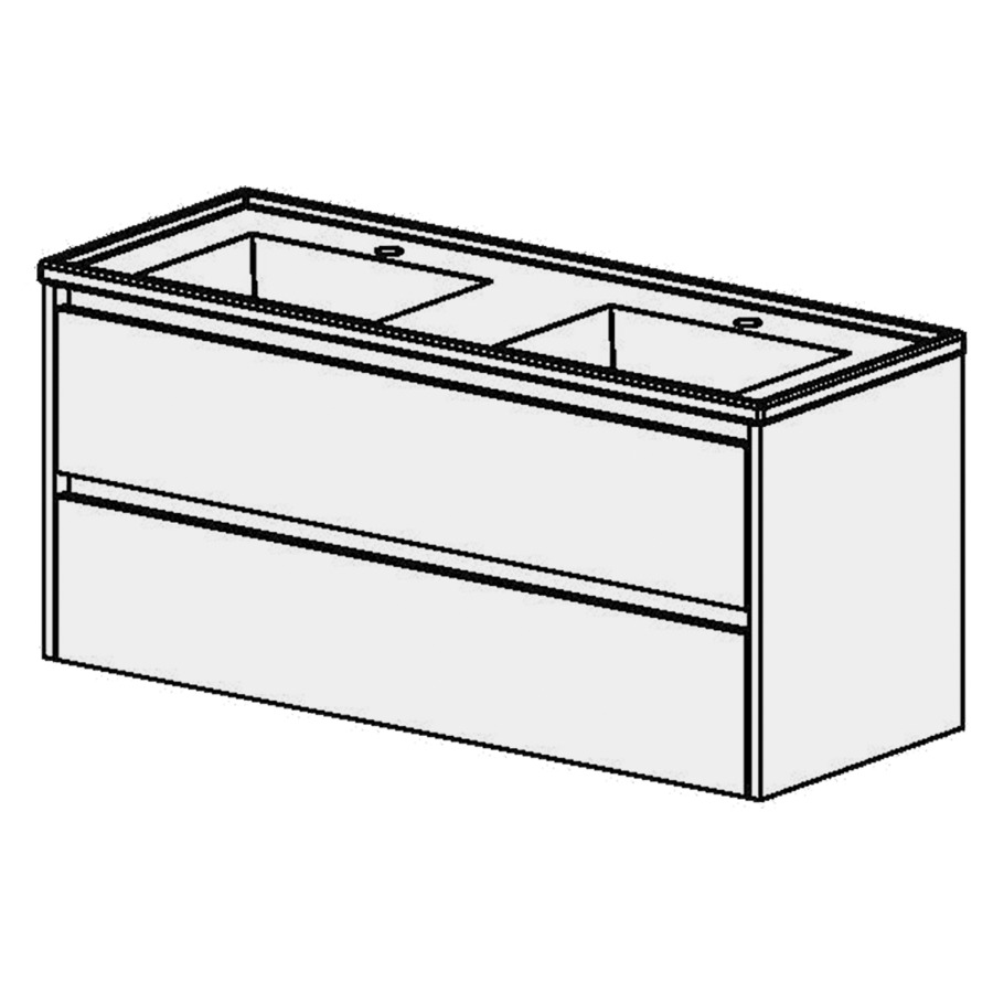 Combinaison de meuble Kanto
121 x 55.2 x 46 cm
élément de tiroir, 2&nbsp;tiroirs
avec lavabo, Céramique
blanc mat, 2 lavabos