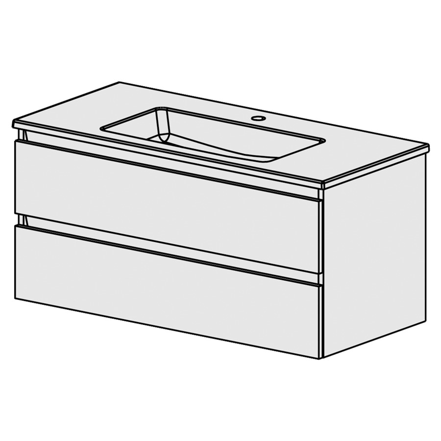 Meuble PROmo-S Framo 101cm NEW
L: 101, H: 46, P: 46 cm
avec table en céramique
1 lavabo, 2 Schubladen,
avec liste décor,
faces/côtés visibles selon
palette couleur restreinte
PROmo-S(liste de prix)