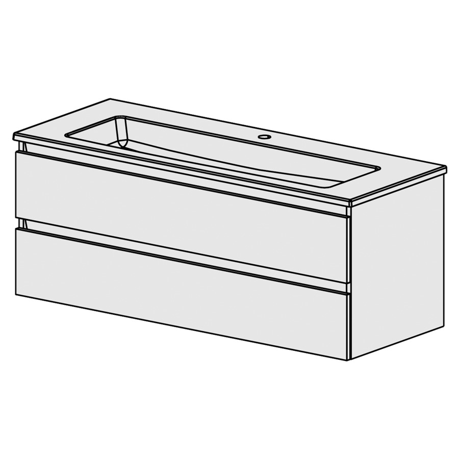 Meuble PROmo-S Framo 121cm NEW
L: 121, H: 46, P: 46 cm
avec table en céramique
1 lavabo au milieu, 2 tiroirs,
avec liste décor,
faces/côtés visibles selon
palette couleur restreinte
PROmo-S(liste de prix)