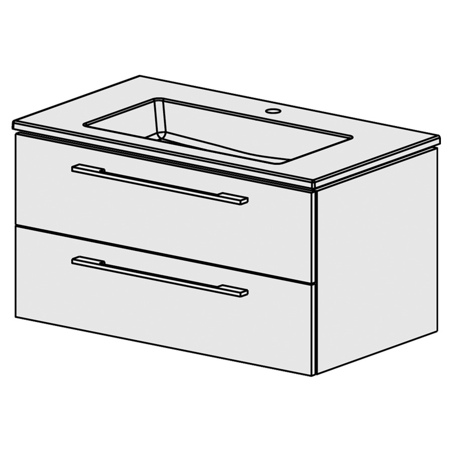 Meuble Stilo Ceram Cube 91
L: 91 / H:49.2 / P:51.5 cm
avec  table en céramique
avec  trop-plein
avec 1 lavabo
2 tiroirs
faces/côtés selon palette
poignées selon palette