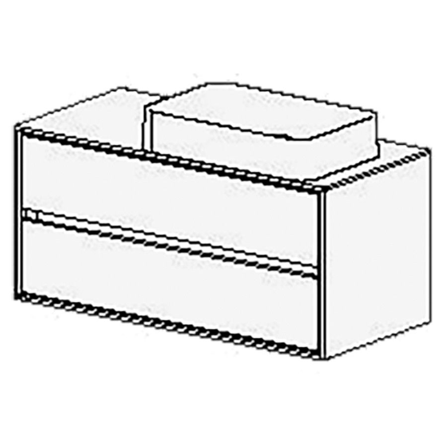 Meuble Harmony Top 106 cm
L:106, H:51, P:51.2 cm
table en Stratifié
blanc Modern
pour 1 lavabo à droite
2 tiroirs
avec liste décor au milieu
faces Modern

côtés visibles blanc Modern
incl. siphon à encombrement ré
et joint caoutchouc 32 mm