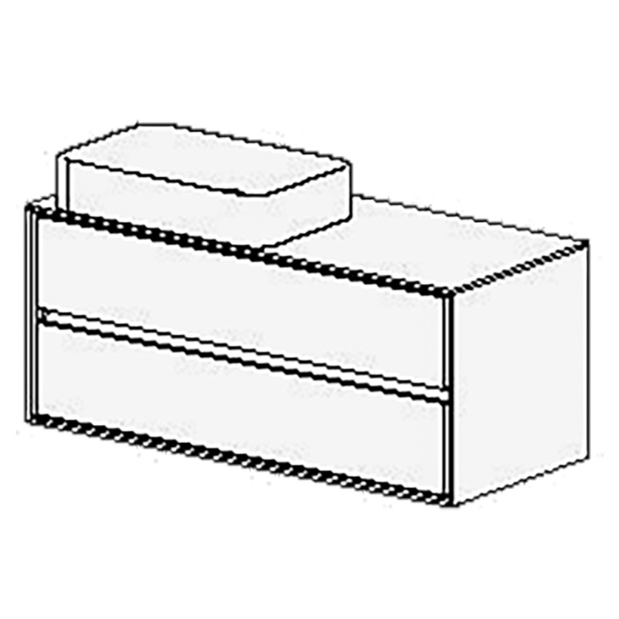 Meuble  Harmony Top 121 cm
L:121, H:51, P:51.2 cm
table en Stratifié
blanc Brillant
pour 1 lavabo à gauche
2 tiroirs
avec liste décor au milieu
faces Modern

côtés visibles blanc Brillant
incl. siphon à encombrement ré
et joint caoutchouc 32 mm