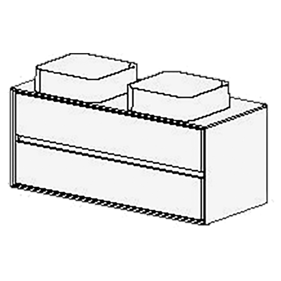 Meuble  Harmony Top 121 cm
L:121, H:51, P:51.2 cm
table en Stratifié
blanc Brillant
pour 2 lavabos
2 tiroirs
avec liste décor au milieu
faces Modern

côtés visibles blanc Brillant
incl. siphon à encombrement ré
et joint caoutchouc 32 mm