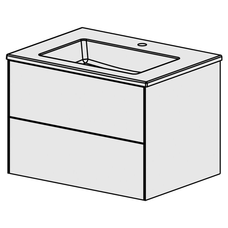 Meuble Pura Ceram Cube 71cm
L: 71 / H: 50 / P: 51.5 cm
avec table en céramique
avec  trop-plein
avec 1 lavabo au milieu
2 tiroirs
Tip-On
Face selon palette
Côtés FB selon palette