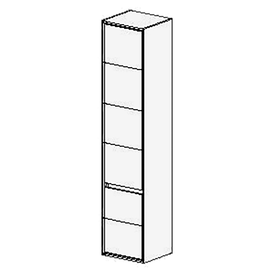 Armoire haute Harmony 37 cm
L:37, H:170, P:33,7 cm
2 portes, charnières à droite
avec liste décor
4 rayons réglables
Côtés visibles blanc Modern
Faces Modern
