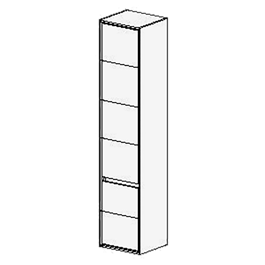 Armoire haute Harmony 37 cm
L:37, H:170, P:33,7 cm
2 portes, charnières à gauche
avec liste décor
4 rayons réglables
Côtés visibles blanc Brillant
Faces Modern
