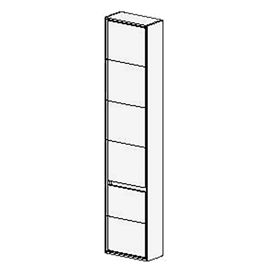 Armoire haute Harmony 37 cm
L:37, H:170, P:18.3 cm
2 portes, charnières à gauche
avec liste décor
4 rayons réglables
Côtés visibles blanc Brillant
Faces Modern
