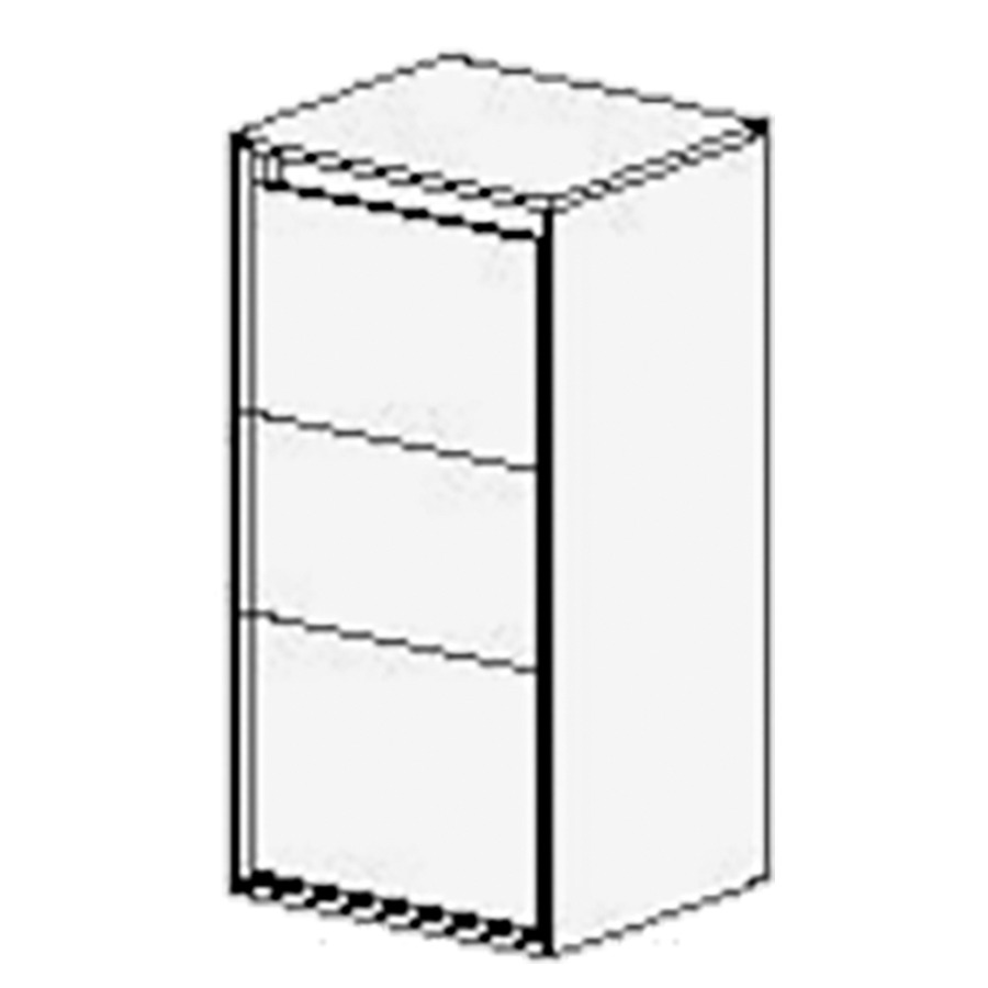 Armoires latérales Harmony
37cm
L:37, H:72, P:33,7 cm
1 porte, charnières à droite
avec liste décor
2 rayons réglables
Côtés visibles blanc Brillant
faces Modern
