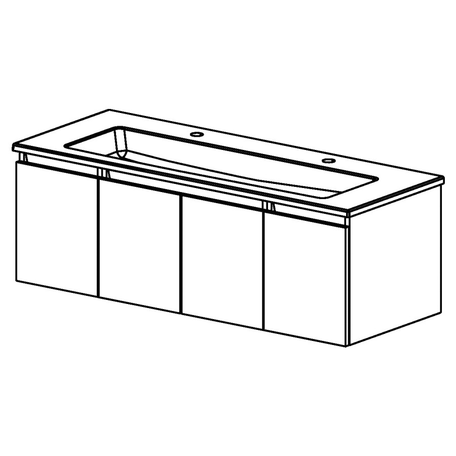 Meuble PROmo-S 121 cm NEW
L:121 H:46 P:46 cm
table en céramique
avec 1 lavabo au milieu
avec 2 trous de robinetterie
avec 1-2-1 portes
avec liste décor