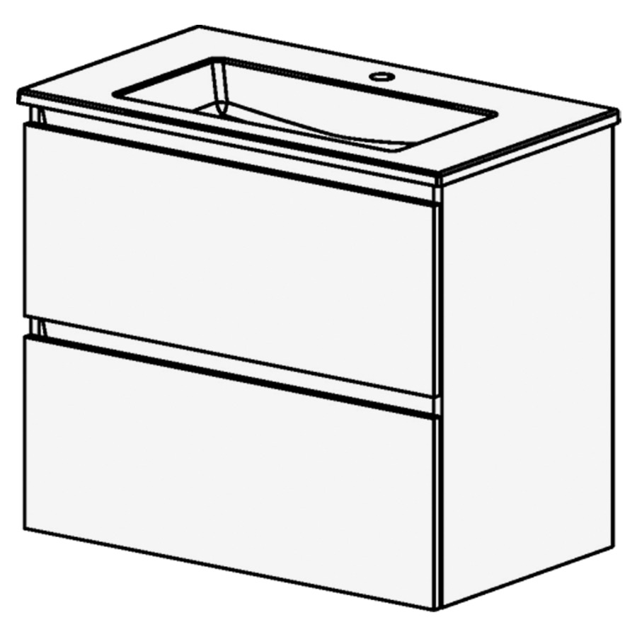 Meuble PROmo-S New XL 81 cm
L:81 H: 70  P:46 cm
table en céramique blanc
avec 1  lavabo
avec 2 tiroirs
faces/côtés visibles selon cod
avec liste décor