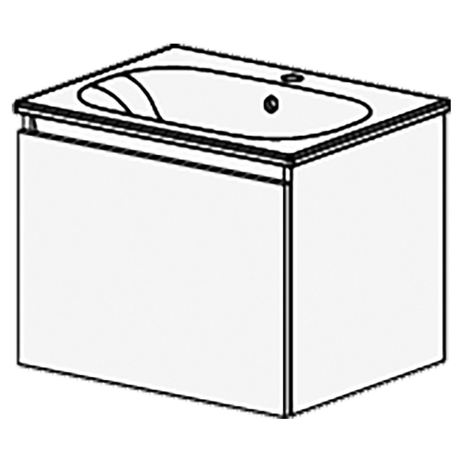 Meuble PROmo Organic 61 cm
L:61 H:46  P:46 cm
table en céramique blanc
avec 1  lavabo
avec 1 tiroir
faces/côtés visibles
selon code
avec liste décor