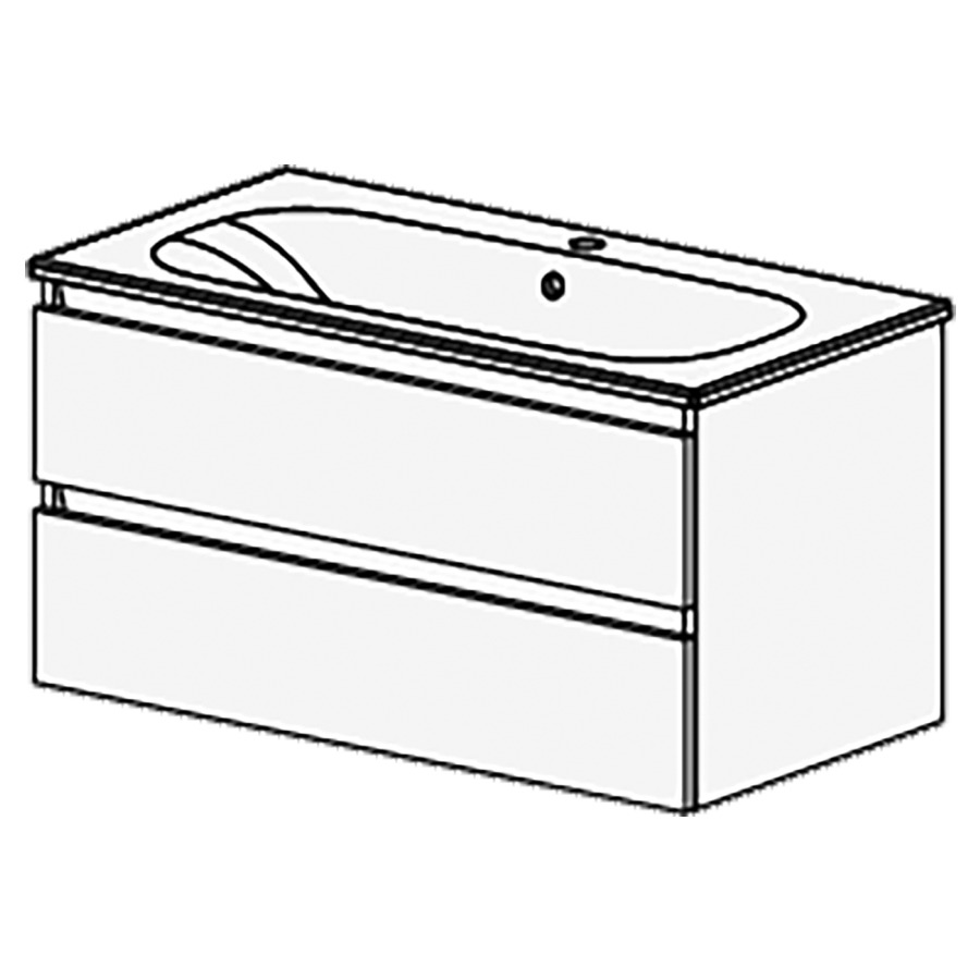Meuble PROmo Organic 91 cm
L:91 H:46  P:46 cm
table en céramique blanc
avec 1  lavabo
avec 2 tiroirs
faces/côtés visibles
selon code
avec liste décor