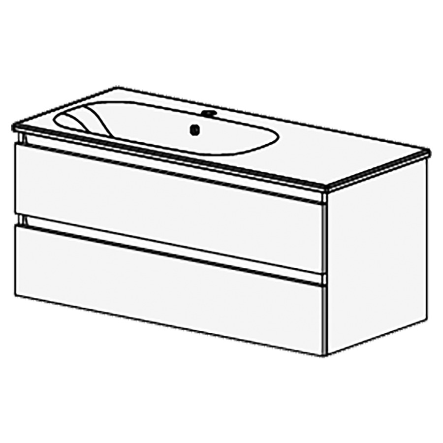 Meuble PROmo Organic 106 cm
L:106 H:47,8 P:46,5 cm
table en céramique blanc
avec 1 lavabo à gauche
avec 2 tiroirs
faces/côtés visibles
selon code
avec liste décor