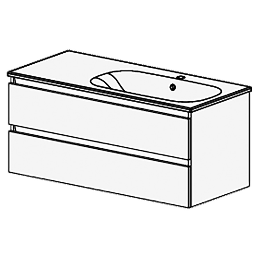 Meuble PROmo Organic 106 cm
L:106 H:47,8 P:46,5 cm
table en céramique blanc
avec 1 lavabo à droite
avec 2 tiroirs
faces/côtés visibles
selon code
avec liste décor