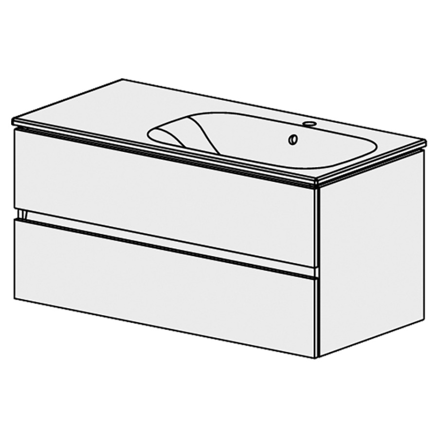 Meuble Stilo Ceram Move II
106 cm
L: 106 / H: 52 / P: 51 cm
table en céramique blanc
avec trop-plein
avec 1 lavabo à droite
2 tiroirs
avec liste décor
faces/côtés visibles Modern
