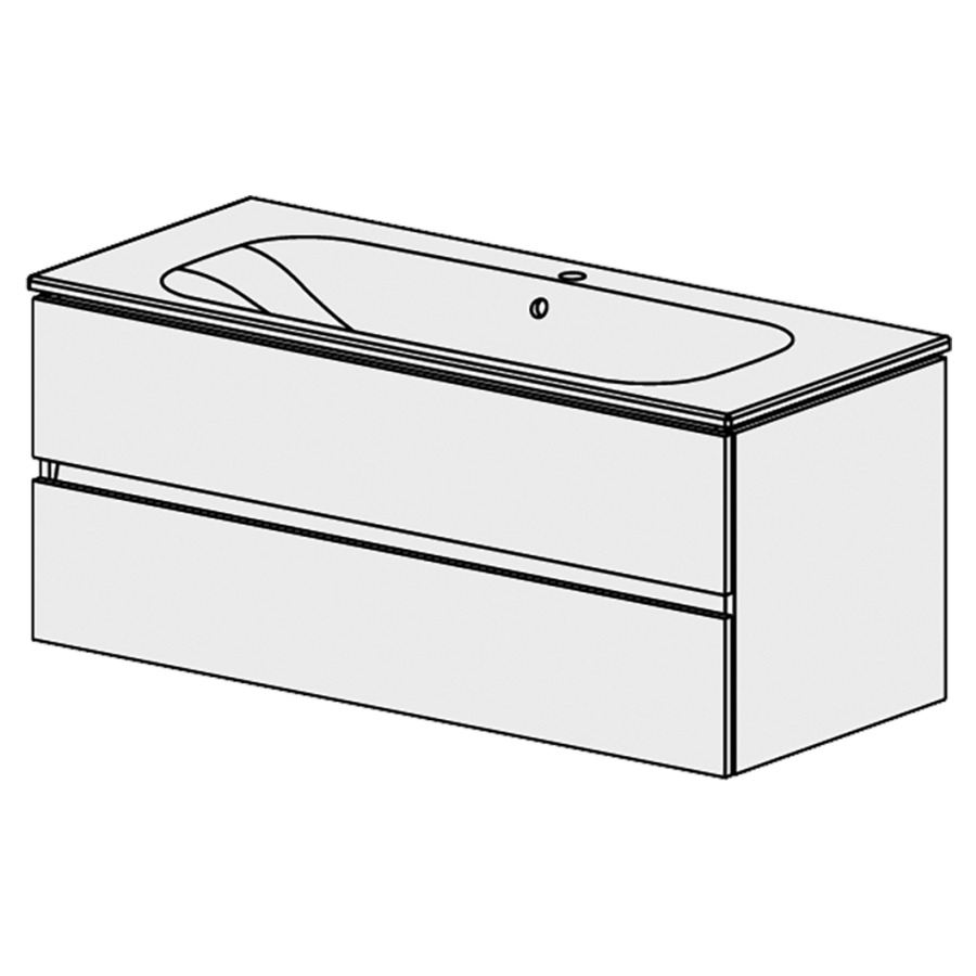 Meuble Stilo Ceram Move II
121 cm
L: 121 / H: 52 / P: 51 cm
table en céramique blanc
avec trop-plein
avec 1 lavabo au milieu
2 tiroirs
avec liste décor
faces/côtés visibles Modern

