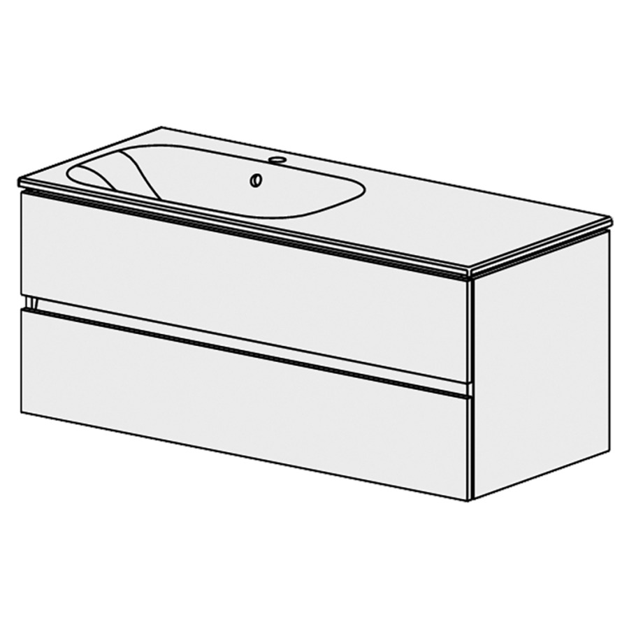 Meuble Stilo Ceram Move II
121 cm
L: 121 / H: 52 / P: 51 cm
table en céramique blanc
avec trop-plein
avec 1 lavabo à gauche
2 tiroirs
avec liste décor
faces/côtés visibles Modern
