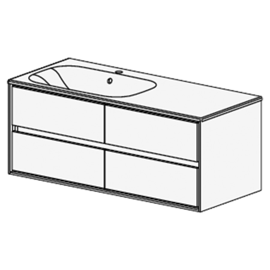 Meuble Harmony Ceram Move II
121 cm
L: 121/ H: 51.8 / P: 51 cm
table en céramique
blanc brillant avec trop-plein
avec 1 lavabo à gauche
Avec liste décor
4 tiroirs
faces Modern
côtés visibles blanc brillant
incl. Siphon à encombrement ré
et joint caoutchouc 32 mm