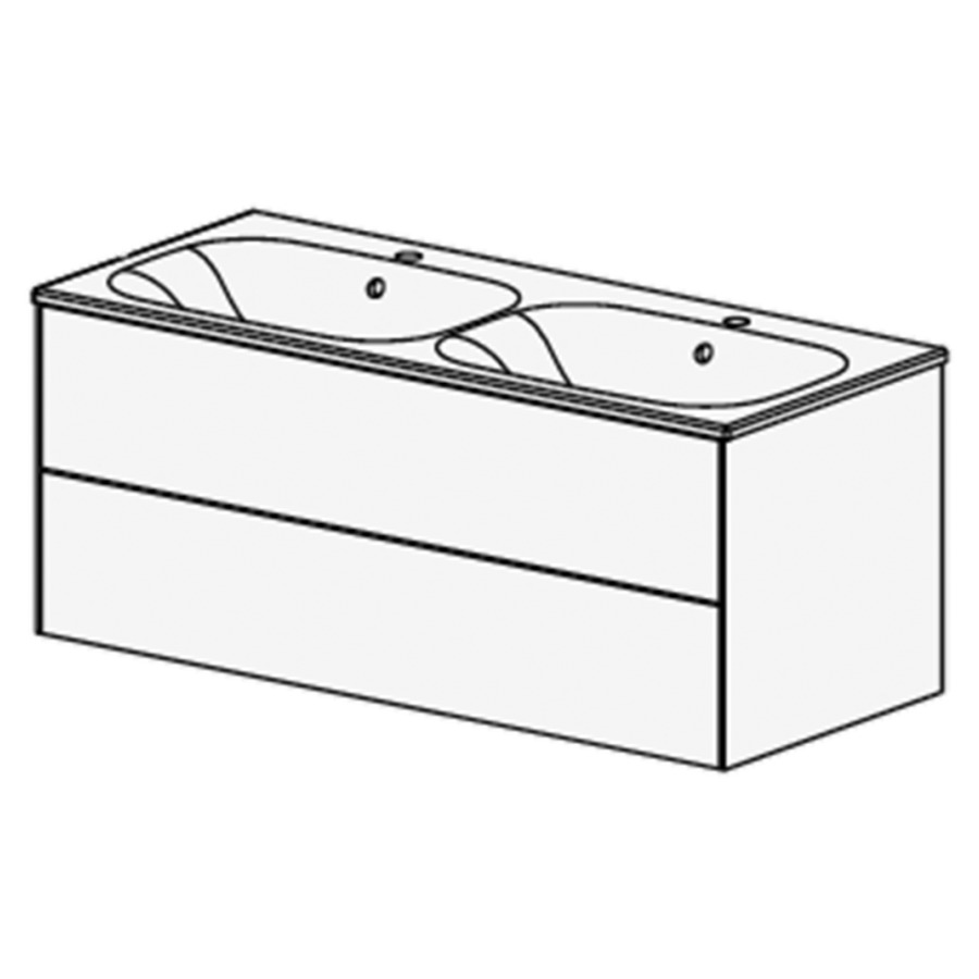 Meuble pura Ceram Move II
121 CM
L: 121 / H: 49.8 / P: 51 cm
table en céramique blanc
avec trop-plein
avec 2 lavabos
2 tiroirs avec Tip-on
côtés visibles FB
incl. siphon à encombrement ré
et joint caoutchouc 32 mm