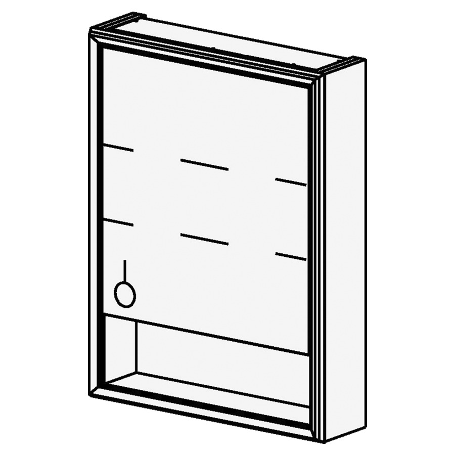 Armoire de toilette Vista Box
60 cm
L: 60 / H: 79.1 / P: 16.3 cm
1 porte, charn. droite
prise double en bas à gauche
Cadre lumineux LED
avec changement de couleur et
variateur d'intensité
progressif 3000-4000-6000 K /
28W / 12V / LM 2240
niche ouverte couleur comme
l'intérieur de l'armoire
certifié IP44
intérieur de l'armoire selon
code
côtés visibles selon code