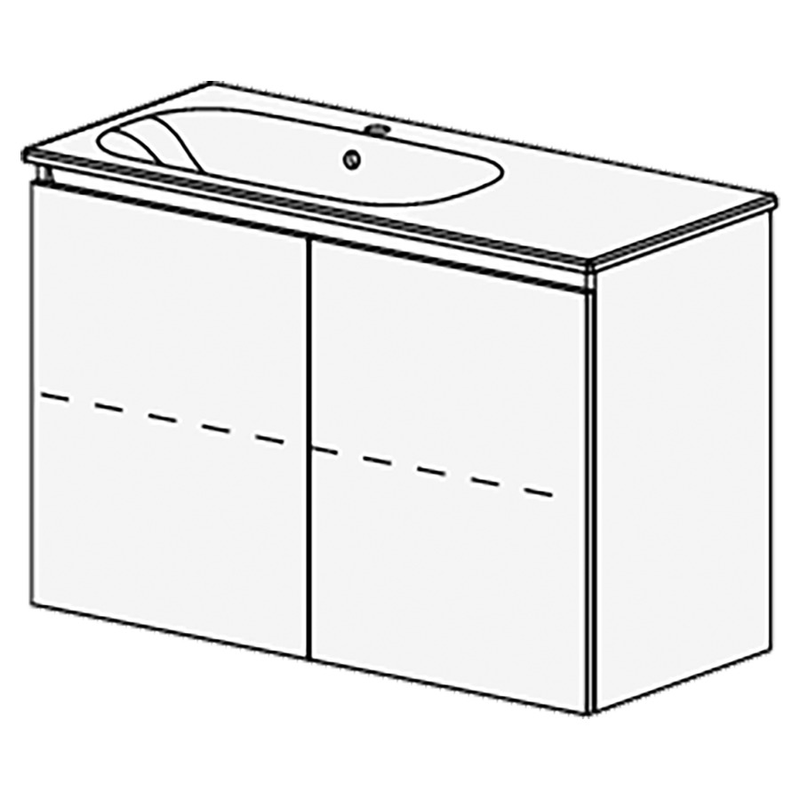 Meuble PROmo Organic XL 106 cm
L:106  H:69,8  P:46,5 cm
table en céramique blanc
avec 1 lavabo à gauche
2 portes avec 1 rayon
faces/côtés visibles
selon code
avec liste décor