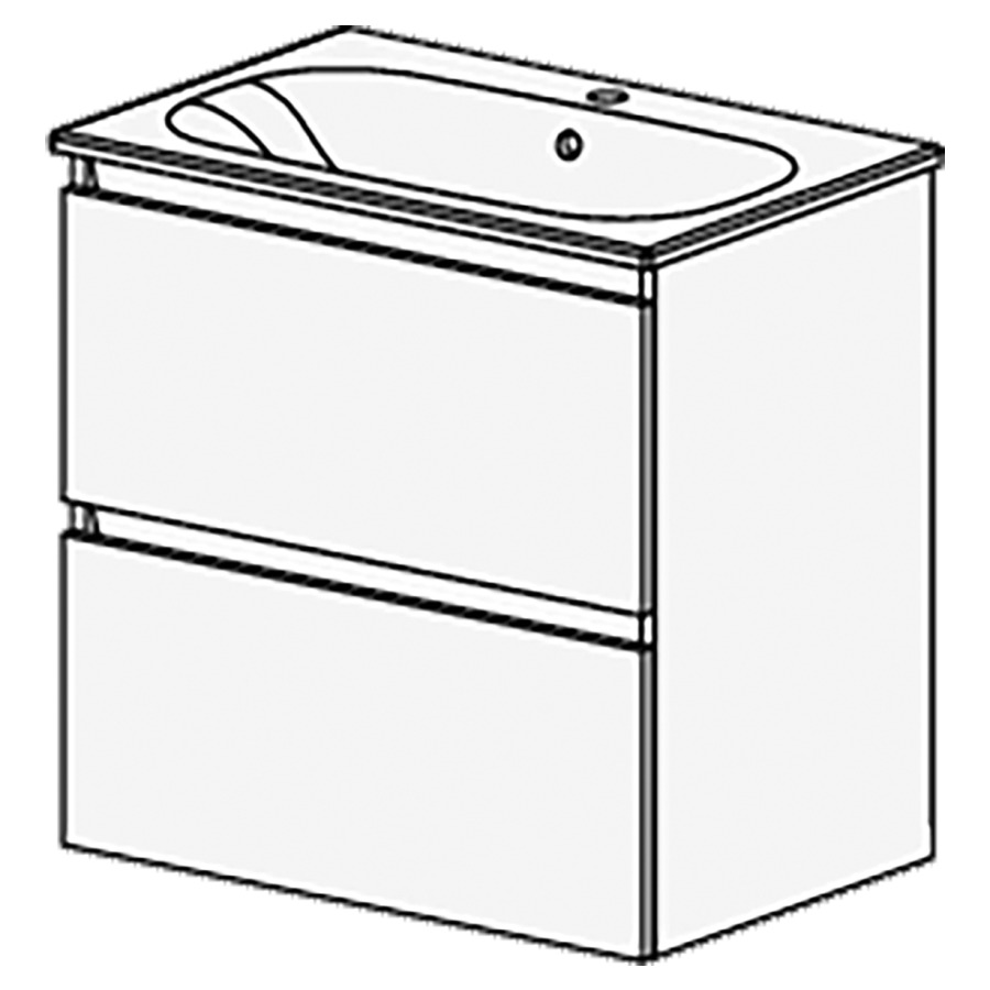 Meuble PROmo Organic XL 71 cm
L:71  H:69,8  P:46,5 cm
table en céramique blanc
avec 1 lavabo au milieu
2 tiroirs
faces/côtés visibles
selon code
avec liste décor