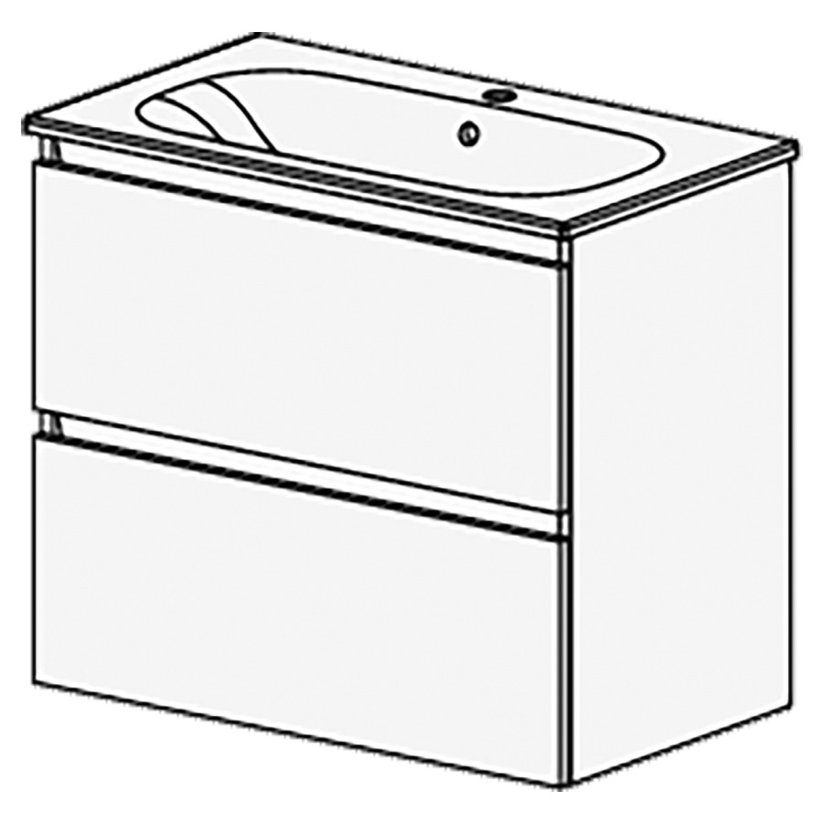 Meuble PROmo Organic XL 81 cm
L:81  H:69,8  P:46,5 cm
table en céramique blanc
avec 1 lavabo au milieu
2 tiroirs
faces/côtés visibles
selon code
avec liste décor