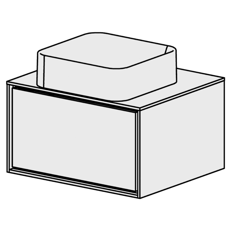 Meuble Harmony 61 cm
L: 60,5, H: 34, P: 51,5 cm
table en blanc Modern
pour 1 lavabo au
milieu sans trop-plein,
1 tiroir,tiroir avec Blumotion
cadre décoratif blanc brillant
face selon code
sans poignée, avec tip-on
couleurs selon palette
inclus siphon à encombrement
réduit & joint caoutchouc 32mm