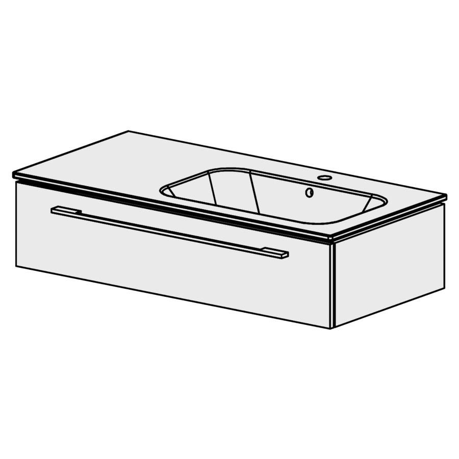 Meuble Stilo Ceram 106 cm
L:106, H:24,8, P:51 cm
table en céramique
blanc
avec 1 lavabo à droite
1 tiroir
tiroir avec Blumotion
avec poignées selon palette
faces/côtés visibles sel. code
couleurs selon palette
inclus siphon à encombrement
réduit & joint caoutchouc 32mm