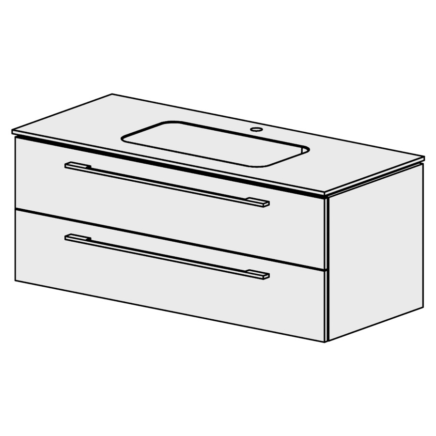 Meuble Stilo Mineral 121 cm
L:121, H:46, P:51,5 cm
table en marbre artificiel
blanc mat
avec 1 lavabo au milieu
2 tiroirs
tiroirs avec Blumotion
avec poignées selon palette
faces/côtés visibles sel. code
couleurs selon palette
inclus siphon à encombrement
réduit & joint caoutchouc 32mm