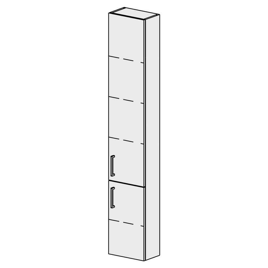 Armoire haute Sélection 30 cm
L: 30 H: 168, P: 17,8 cm
2 portes, charnières à gauche
4 rayons réglables
portes avec Blumotion
poignées selon palette
faces/côtés visibles sel. code
couleurs selon palette