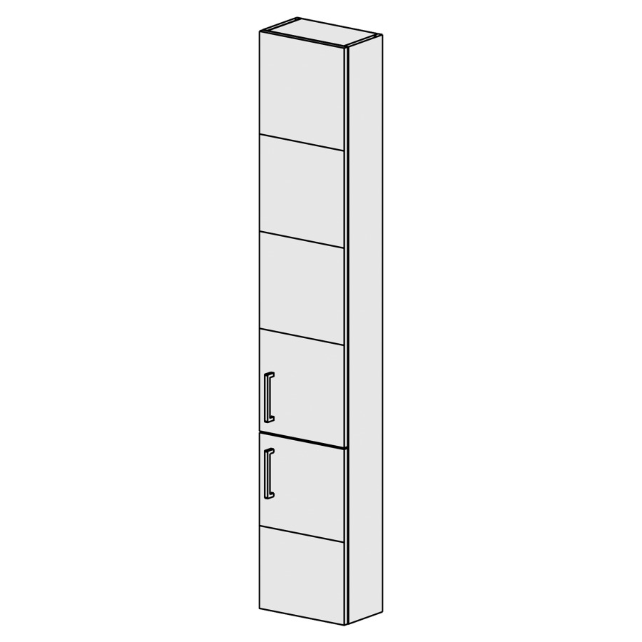 Armoire haute Sélection 30 cm
L: 30 H: 168, P: 17,8 cm
2 portes, charnières à droite
4 rayons réglables
portes avec Blumotion
poignées selon palette
faces/côtés visibles sel. code
couleurs selon palette
