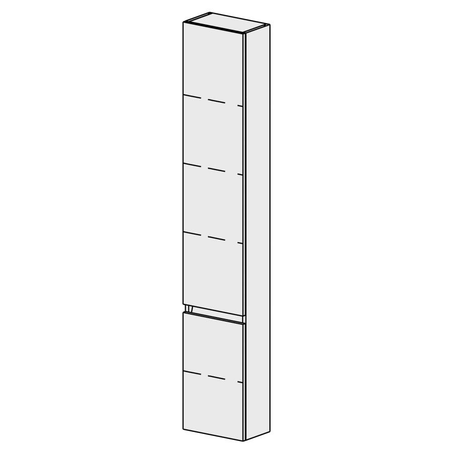 Armoire haute Sélection 30 cm
L: 30, H: 168, P: 17,8 cm
2 portes, charnières à gauche
4 rayons réglables
portes avec Blumotion
avec liste décor
faces/côtés visibles sel. code
couleurs selon palette