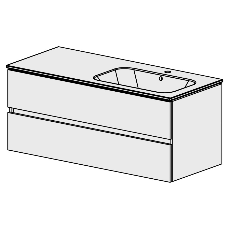Meuble Stilo Ceram 121 cm
L:121, H:50,5, P:51 cm
table en céramique
blanc
avec 1 lavabo à droite
2 tiroirs
tiroirs avec Blumotion
avec liste de décor
faces/côtés visibles sel. code
couleurs selon palette
inclus siphon à encombrement
réduit & joint caoutchouc 32mm