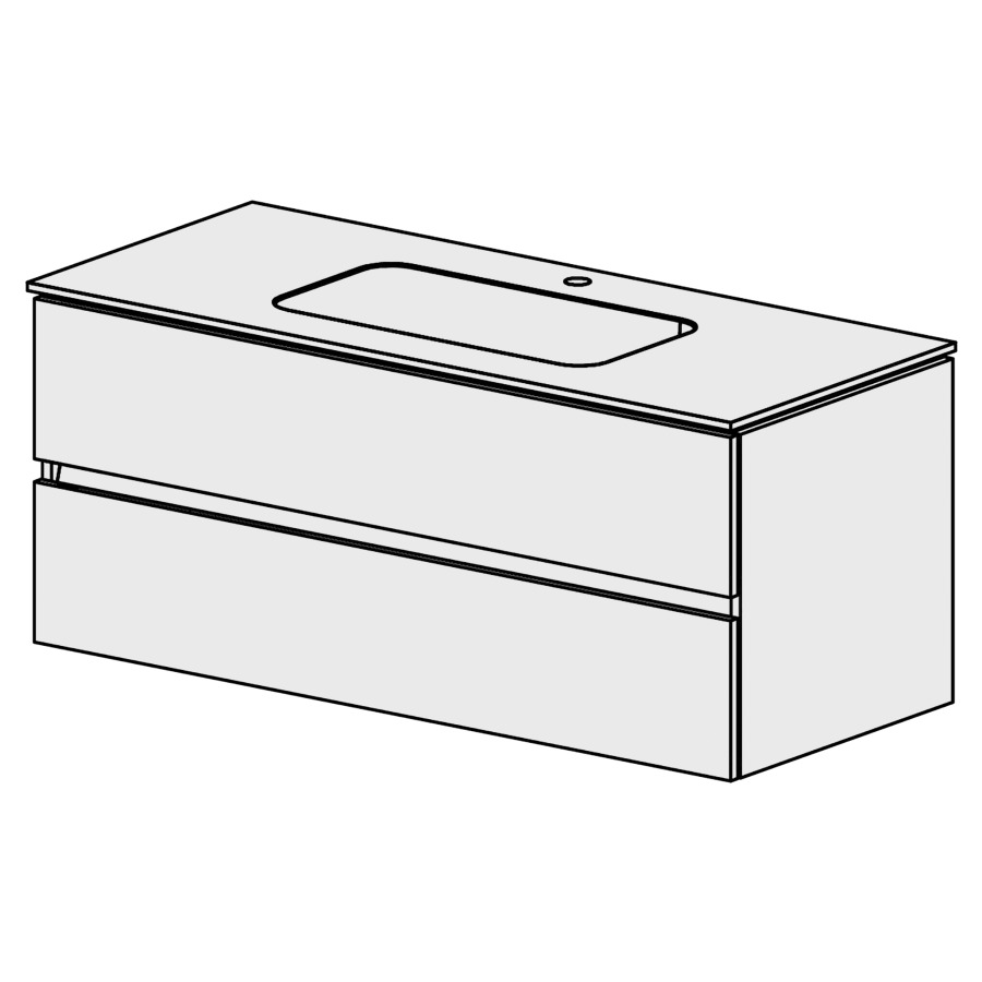Meuble Stilo Mineral 121 cm
L:121, H:49, T:50.7 cm
table en marbre artificiel
blanc mat
avec 1 lavabo au milieu
2 tiroirs
tiroirs avec Blumotion
avec liste de décor
faces/côtés visibles sel. code
couleurs selon palette
inclus siphon à encombrement
réduit & joint caoutchouc 32mm