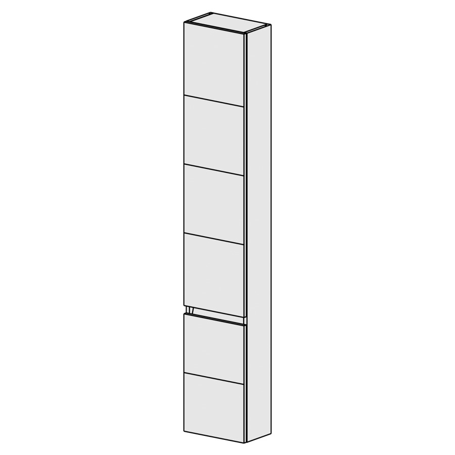 Armoire haute Sélection 30 cm
L: 30, H: 168, P: 17,8 cm
2 portes, charnières à droite
4 rayons réglables
portes avec Blumotion
avec liste décor
faces/côtés visibles sel. code
couleurs selon palette