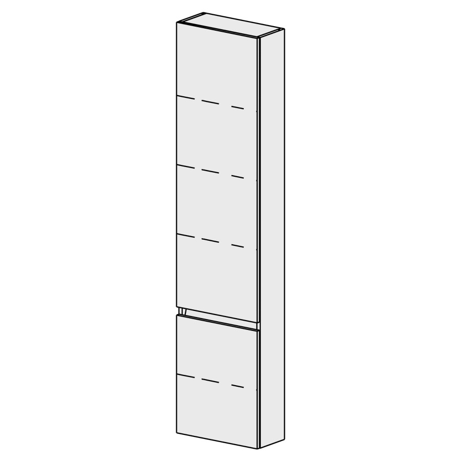Armoire haute Sélection 40 cm
L: 40, H: 168, P: 17,8 cm
2 portes, charnières à gauche
4 rayons réglables
portes avec Blumotion
avec liste décor
faces/côtés visibles sel. code
couleurs selon palette