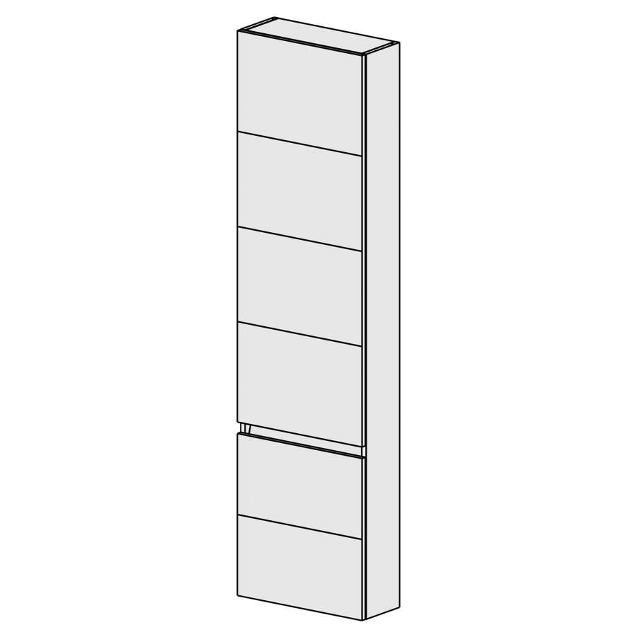 Armoire haute Sélection 45 cm
L: 45, H: 168, P: 17,8 cm
2 portes, charnières à droite
4 rayons réglables
portes avec Blumotion
avec liste décor
faces/côtés visibles sel. code
couleurs selon palette