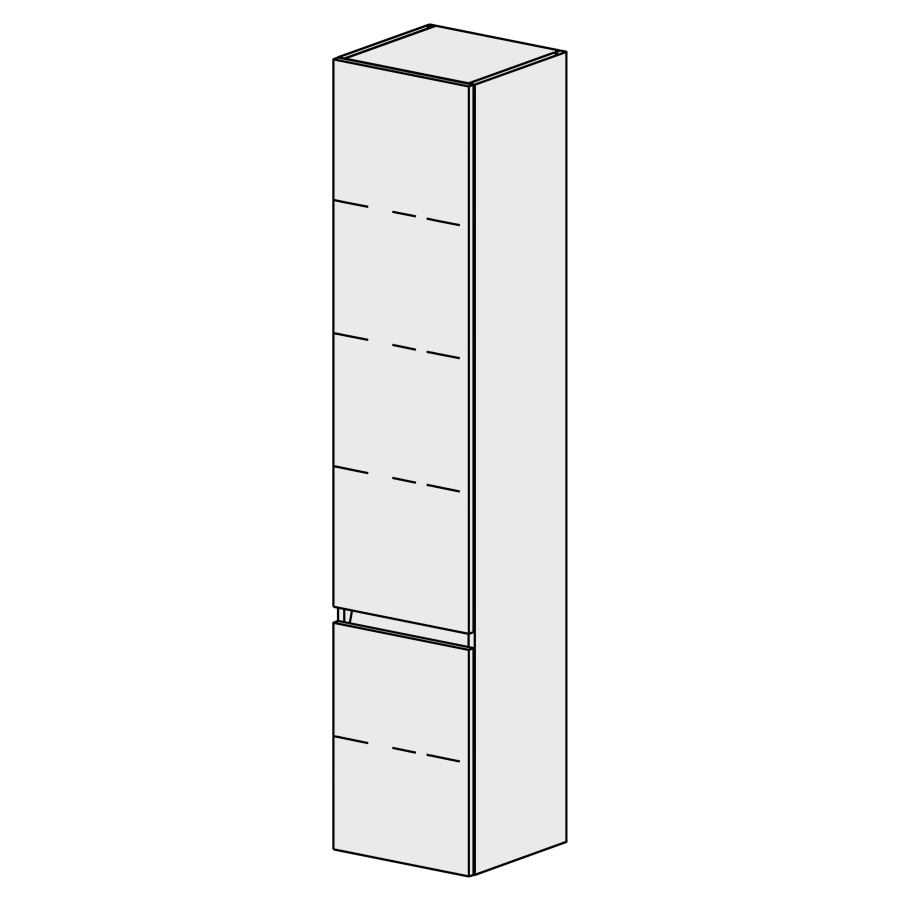 Armoire haute Sélection 40 cm
L: 40, H: 168, P: 33,2cm
2 portes, charnières à gauche
4 rayons réglables
portes avec Blumotion
avec liste décor
faces/côtés visibles sel. code
couleurs selon palette